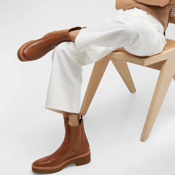 Loeffler Randall Raquel Chelsea Boots Brown Leather Block Heel Ankle Sz 10 - Picture 2 of 14